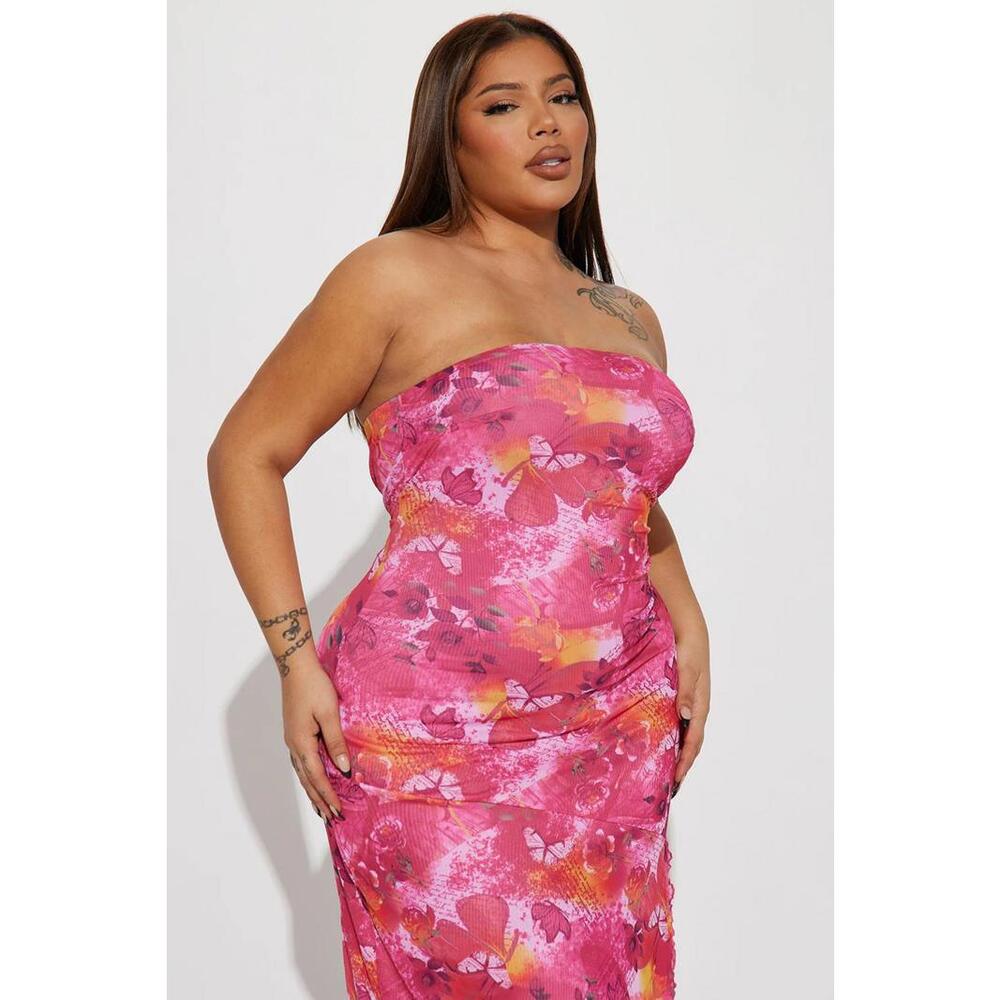 Smell The Flowers Mesh Dress - Pink/combo